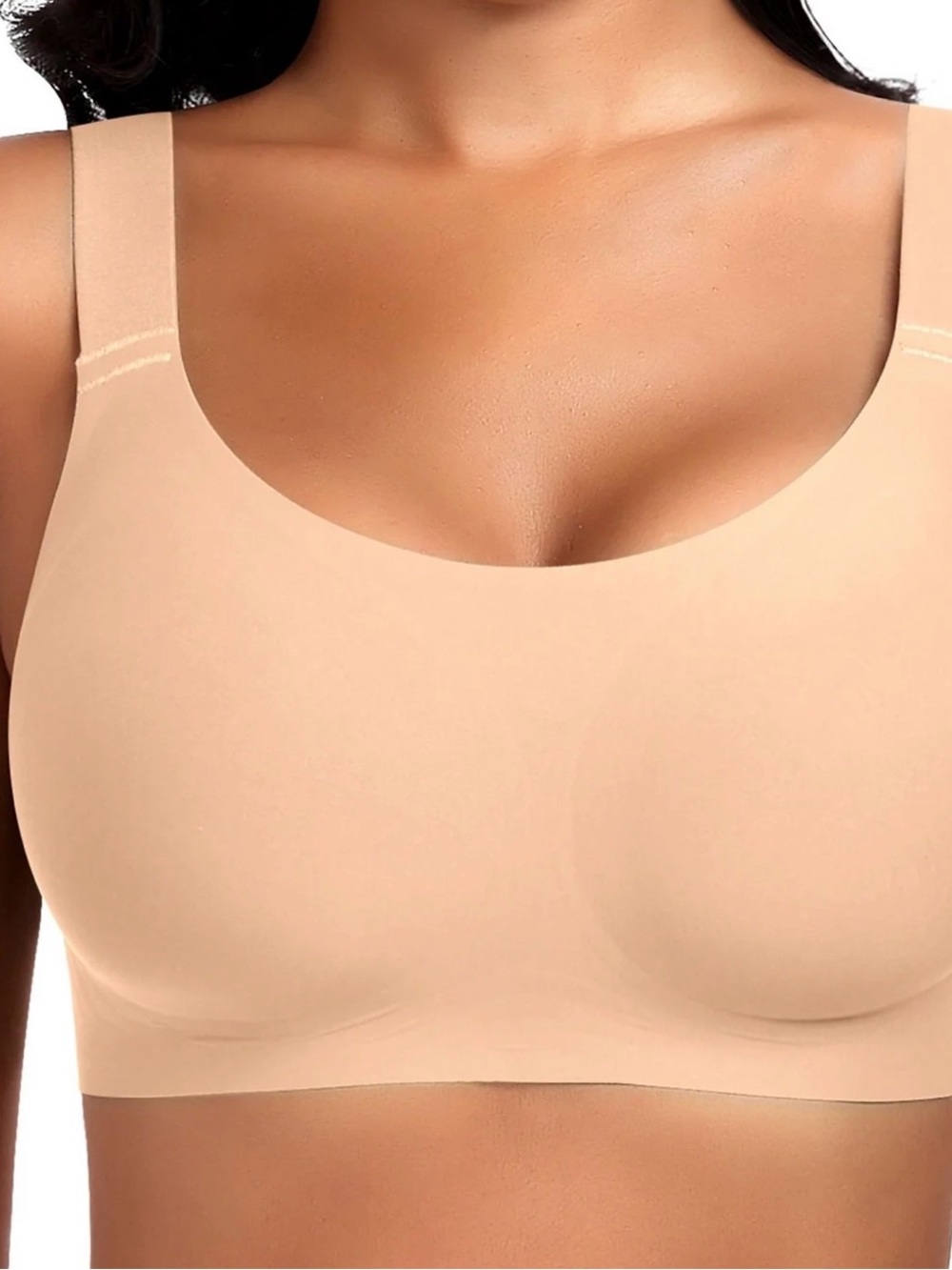 Werena U-Neck Seamless Full Coverage Wireless Bra Comfy Medium NEW Extender Nude